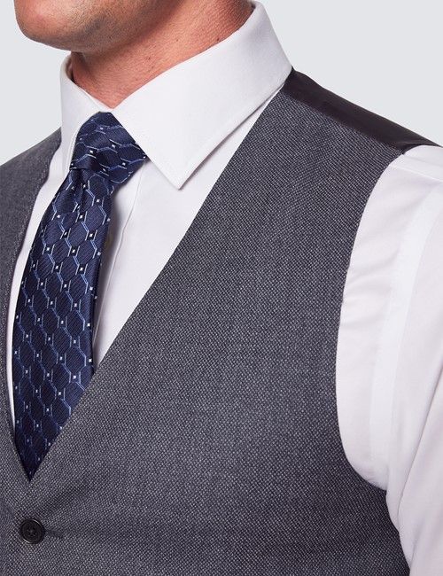 Men's Grey Birdseye Plain Slim Fit Waistcoat-preview