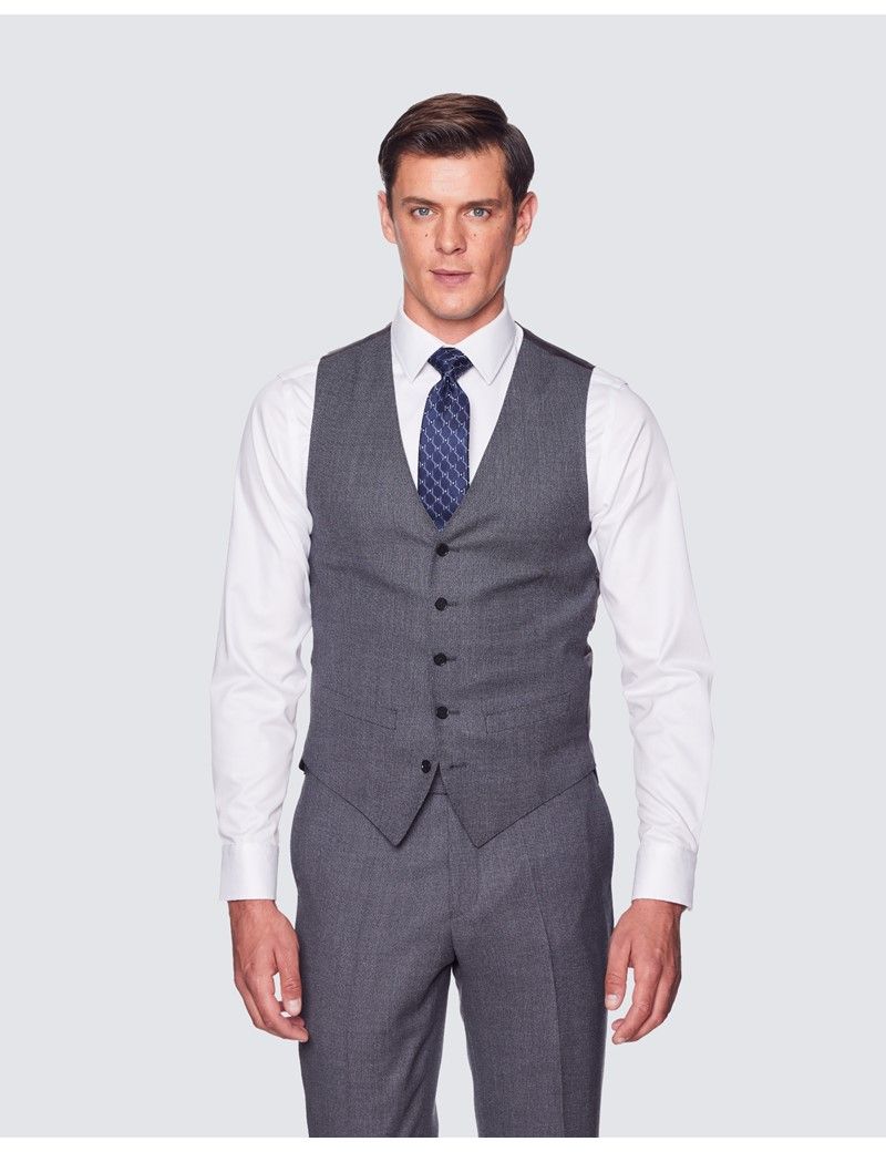 Grey wool waistcoat men's best sale