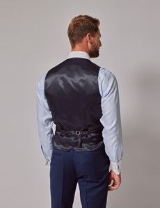Royal Blue Birdseye Plain Slim Vest-preview4