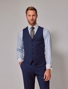 Royal Blue Birdseye Plain Slim Vest