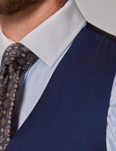 Royal Blue Birdseye Plain Slim Vest-preview1