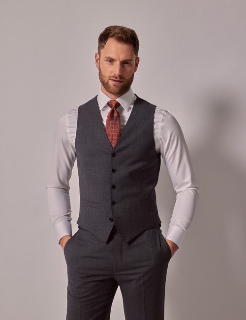Dark Grey Crepe Slim Waistcoat