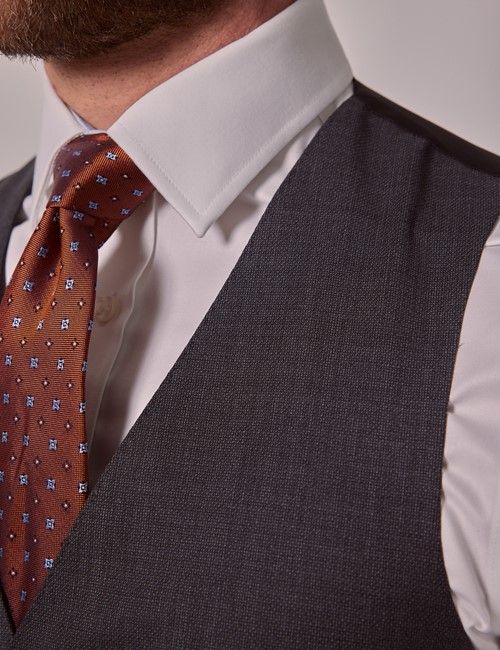 Dark Grey Crepe Slim Waistcoat-preview