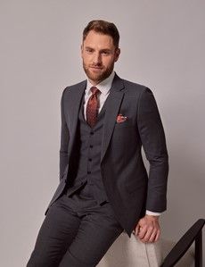 Dark Grey Crepe Slim Waistcoat-preview4