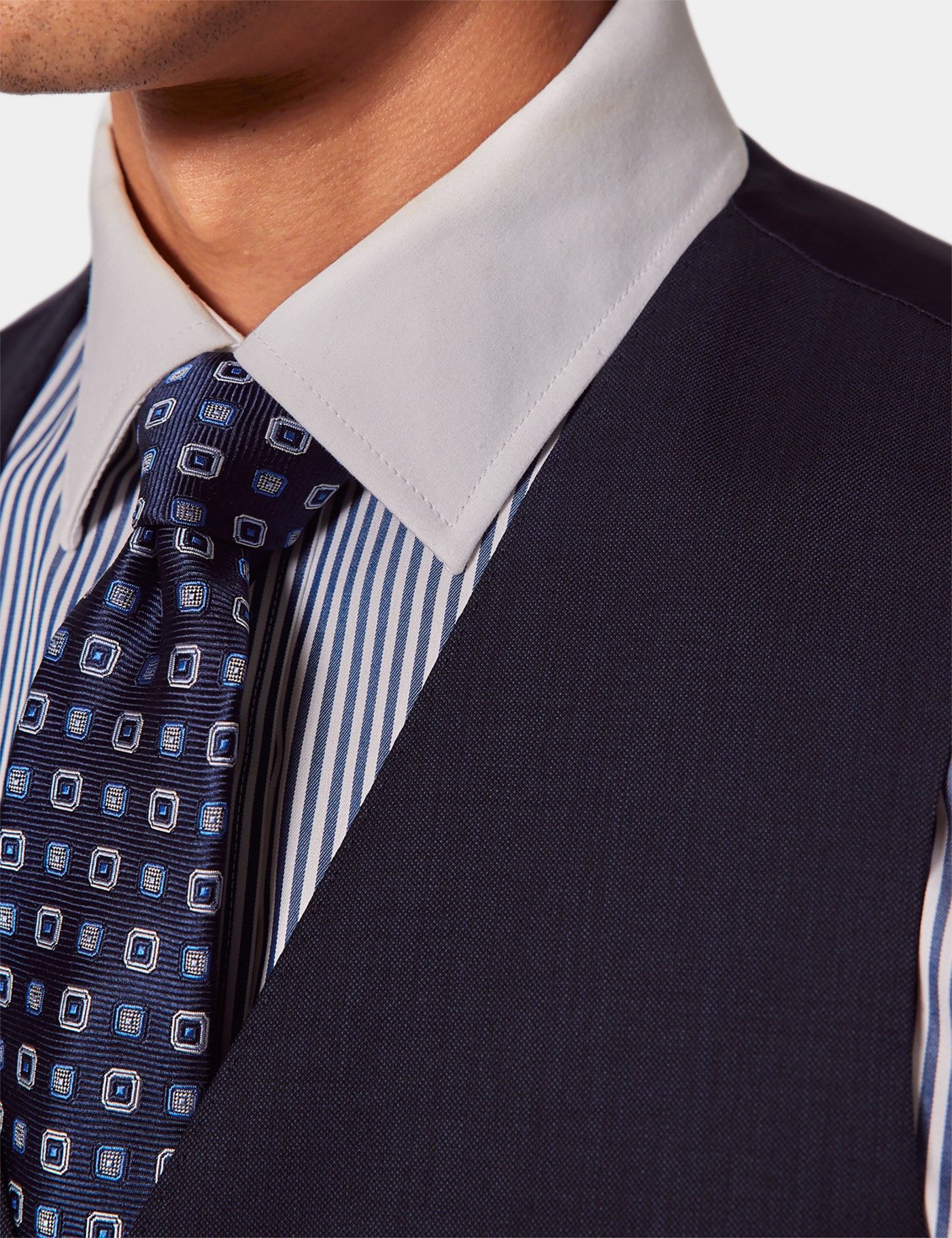 Slim Fit Navy Sharkskin Vest-preview