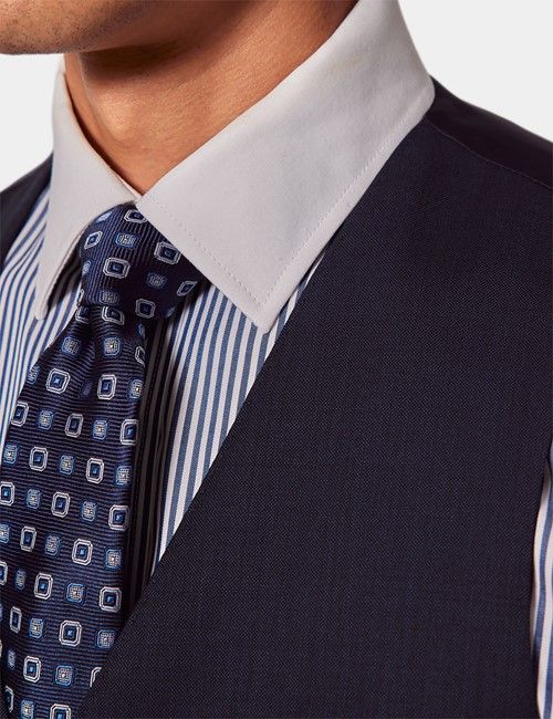Navy Sharkskin Slim Suit Waistcoat-preview