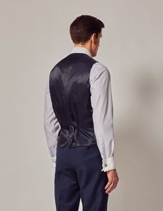 Men's Blue Semi Plain Zigzag Slim Fit Vest