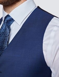 Men's Royal Blue Slim Fit Waistcoat-preview1