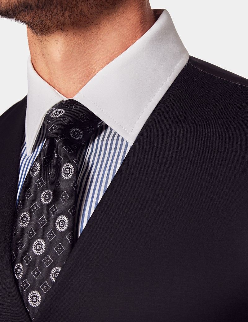 Tailored Fit Black Twill Waistcoat thumbnail 3