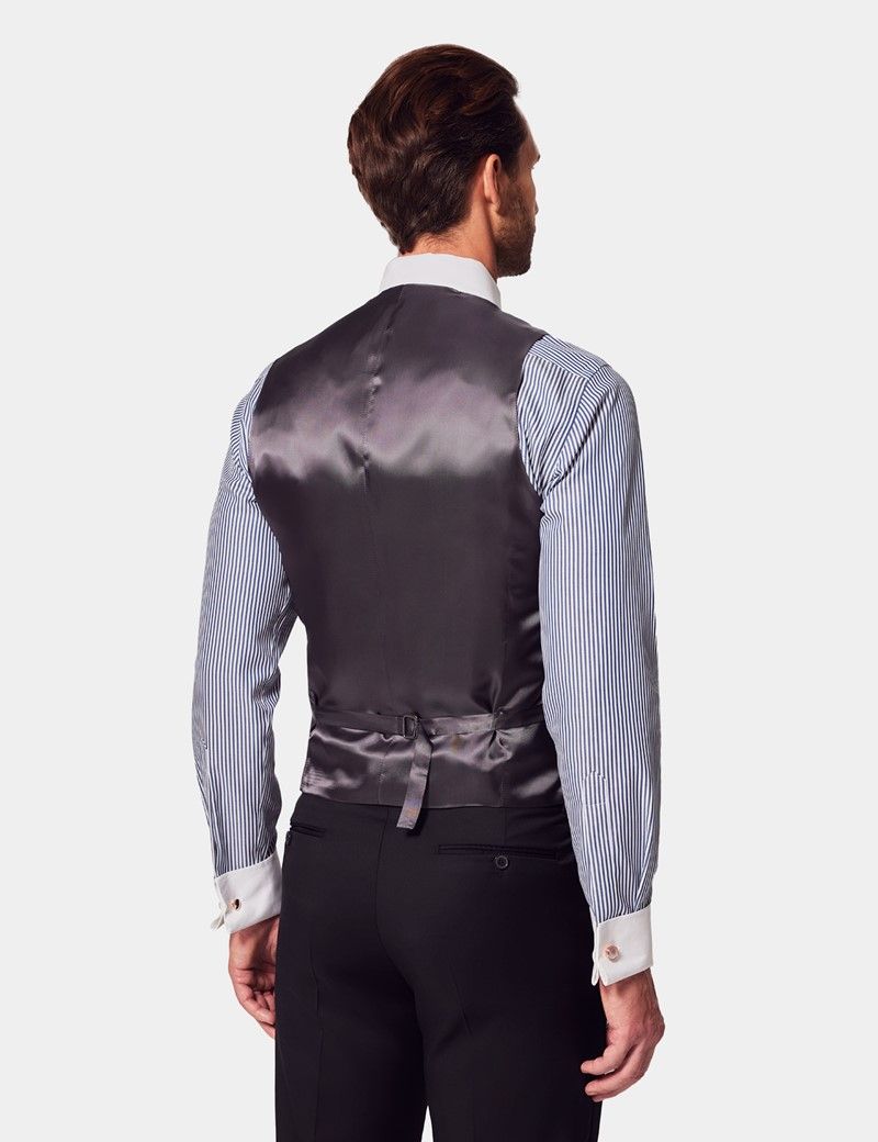 Tailored Fit Black Twill Waistcoat thumbnail 4