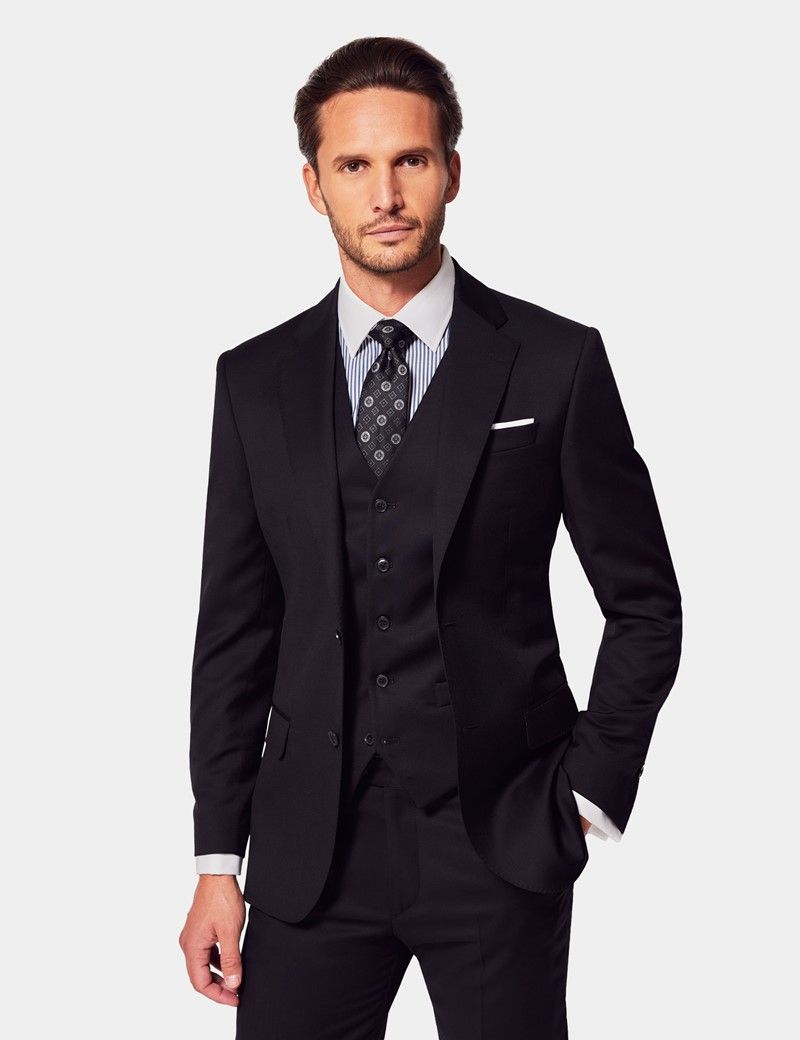Tailored Fit Black Twill Waistcoat thumbnail 5