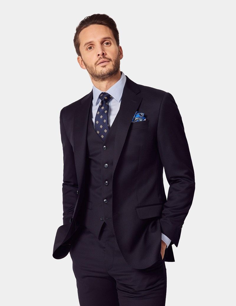 Tailored Fit Navy Twill Waistcoat thumbnail 6