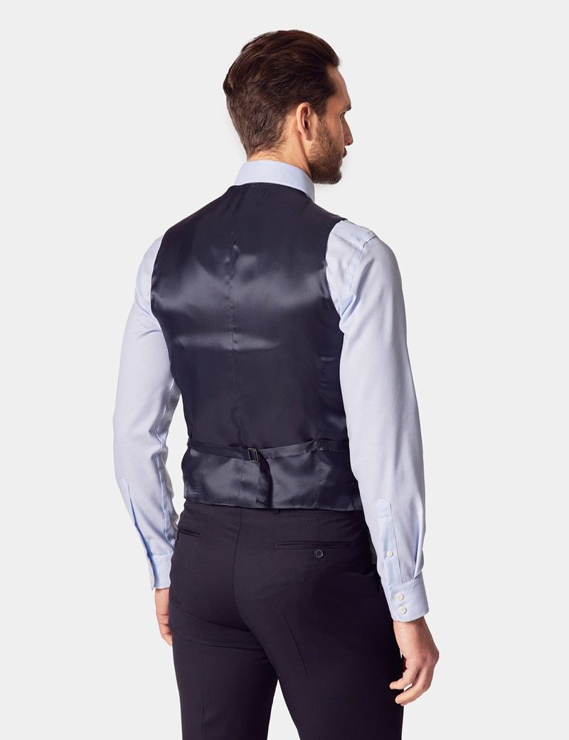 Tailored Fit Navy Twill Waistcoat thumbnail 5