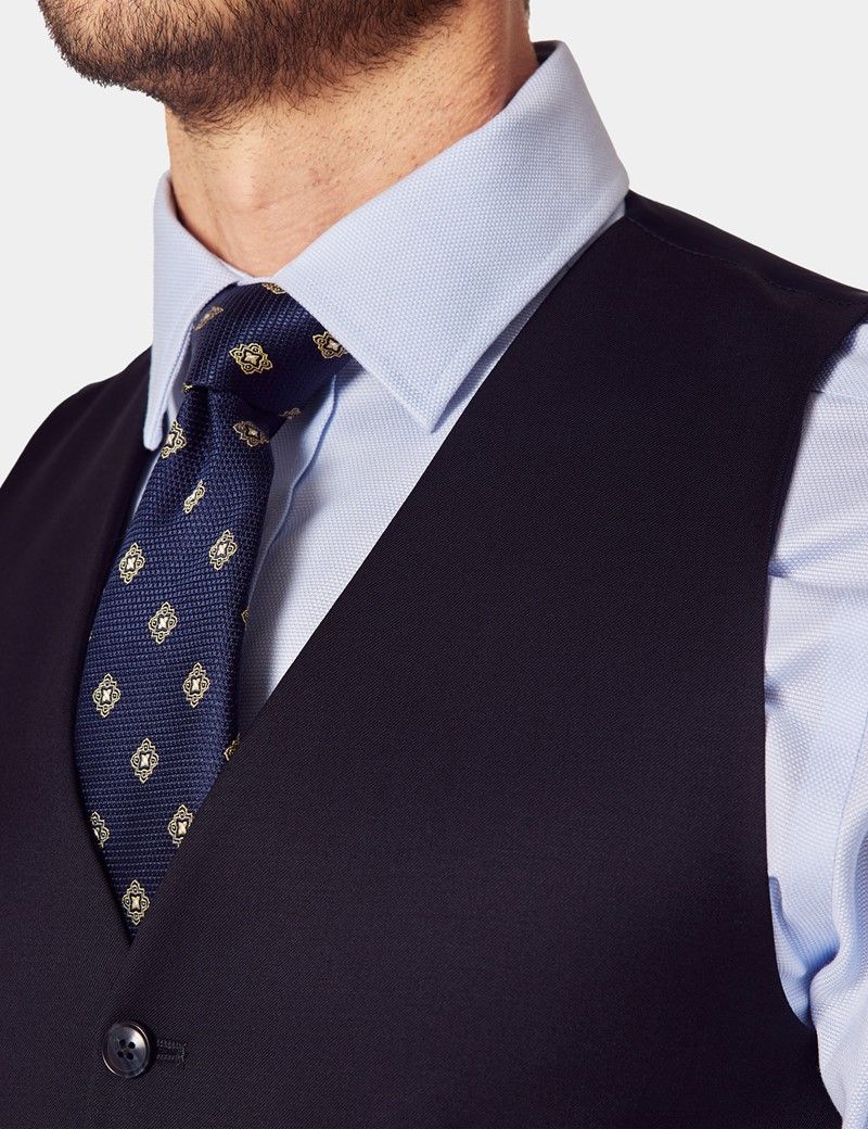 Tailored Fit Navy Twill Waistcoat thumbnail 3