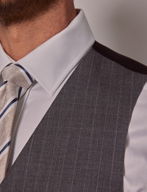 Grey Stripe Slim Suit Waistcoat-preview