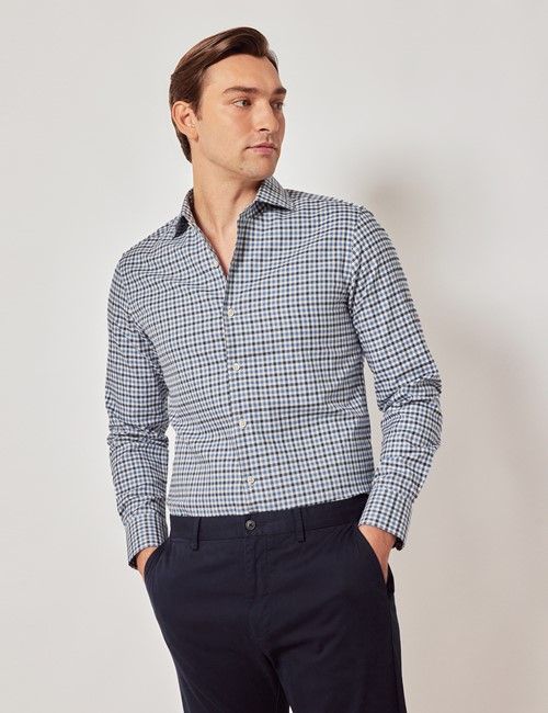 Blue & Navy Plaid Flannel Shirt 