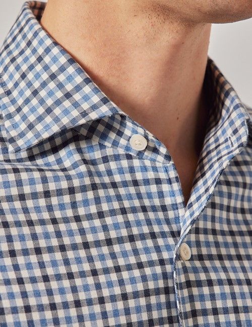 Blue & Navy Plaid Flannel Shirt-preview