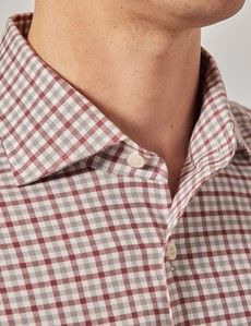 Grey & Burgundy Plaid Flannel Shirt-preview1