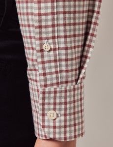 Grey & Burgundy Plaid Flannel Shirt-preview4