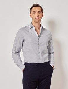 Light Blue & White Puppytooth Plaid Flannel Shirt