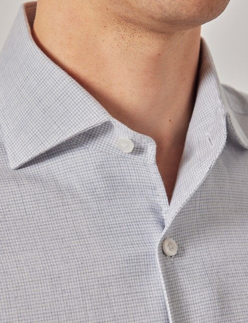 Light Blue & White Puppytooth Plaid Flannel Shirt-preview