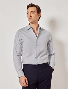 Light Blue & White Puppytooth Plaid Flannel Shirt-preview2