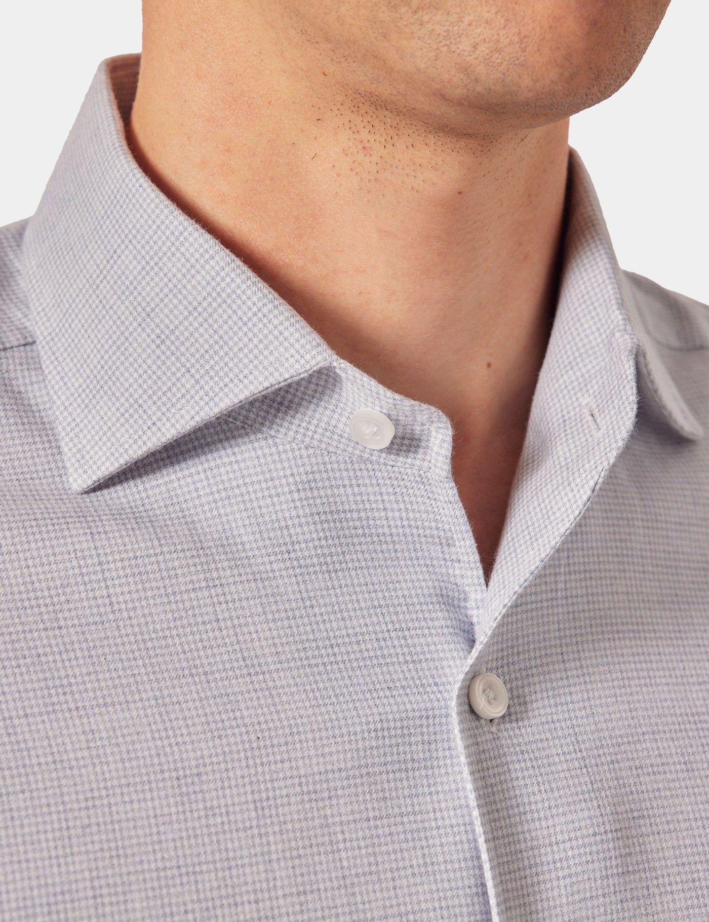 Slim Fit Light Blue & White Puppytooth Plaid Shirt-preview