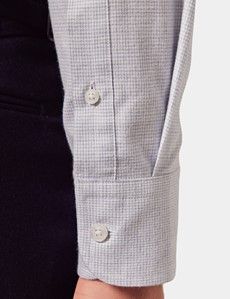 Slim Fit Light Blue & White Puppytooth Check Shirt