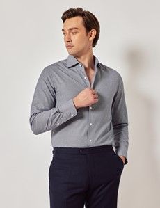 Navy & White Puppytooth Flannel Shirt
