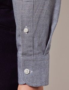 Navy & White Puppytooth Flannel Shirt-preview4
