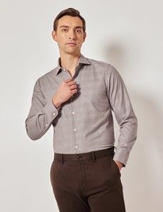 Burgundy & White Prince Of Wales Plaid Flannel Shirt-preview2
