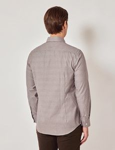 Burgundy & White Prince Of Wales Plaid Flannel Shirt-preview3