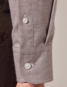 Burgundy & White Prince Of Wales Plaid Flannel Shirt-preview4