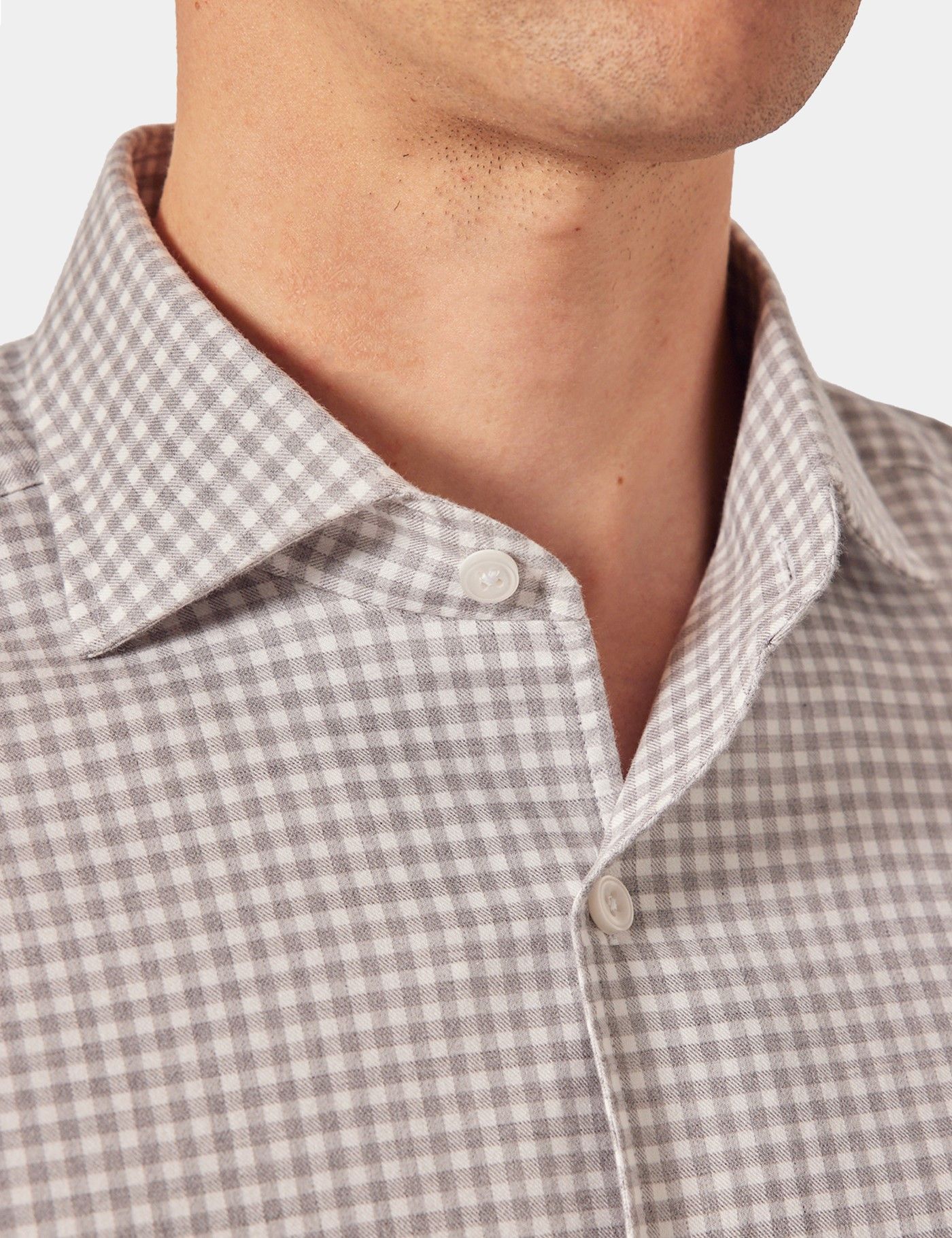 Slim Fit Grey & White Gingham Check Shirt-preview