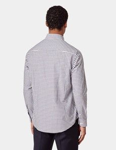 Regular Fit Brown & Navy Check Washed Oxford Shirt