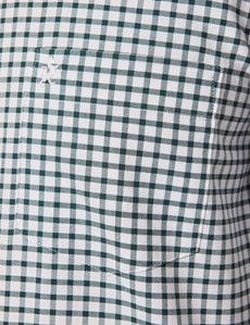 Regular Fit Green & White Grid Check Pin Point Washed Oxford Shirt