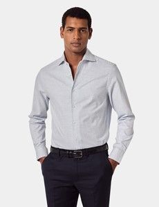Slim Fit Light Blue & White Puppytooth Shirt
