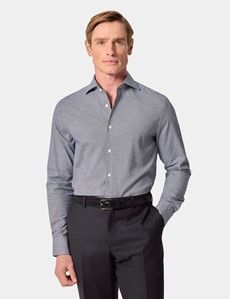 Slim Fit Navy & White Puppytooth Shirt