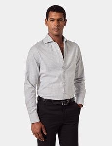 Slim Fit Grey & White Grid Check Shirt
