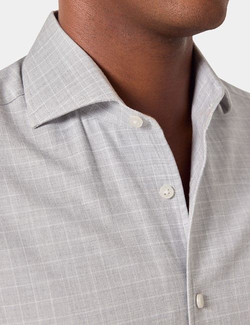 Slim Fit Grey & White Grid Check Shirt-preview
