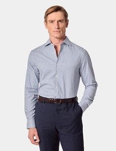 Slim Fit Blue & White Gingham Check Shirt