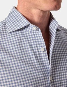 Slim Fit Blue & White Gingham Check Shirt