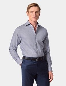 Slim Fit Navy & White Prince of Wales Check Shirt