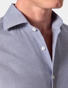 Slim Fit Navy & White Prince of Wales Check Shirt