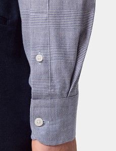 Slim Fit Navy & White Prince of Wales Check Shirt