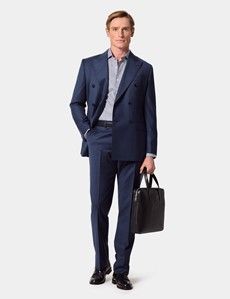 Slim Fit Navy & White Prince of Wales Check Shirt