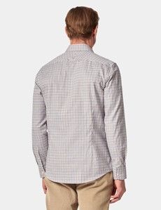 Slim Fit Beige & Navy Grid Check Shirt