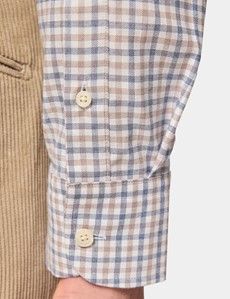 Slim Fit Beige & Navy Grid Check Shirt