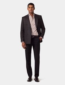 Slim Fit Grey & Burgundy Grid Check Shirt