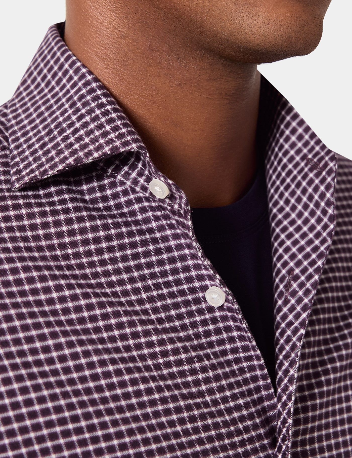 Slim Fit Burgundy & White Grid Check Shirt-preview